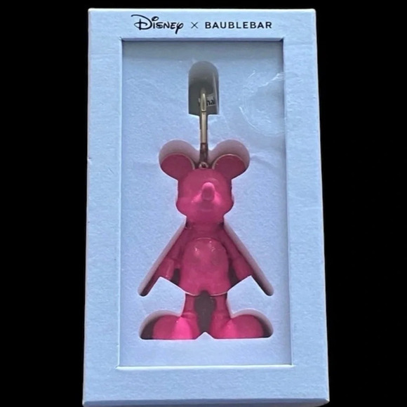 DISNEY X BAUBLEBAR Barbie Bubblegum Pink Mickey Mouse Keychain Bag Charm NEW NWT - Picture 4 of 16